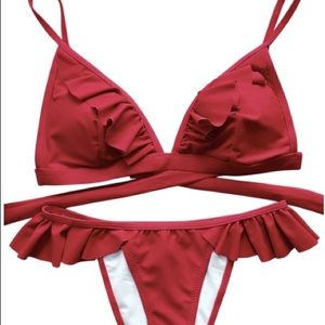 ZAFUL red bikini, very cute fringe.